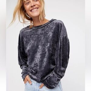 FREE PEOPLE Women’s Sz S WE THE FREE MILAN LAYERING DOLMAN SLEEVE VELVET Gray